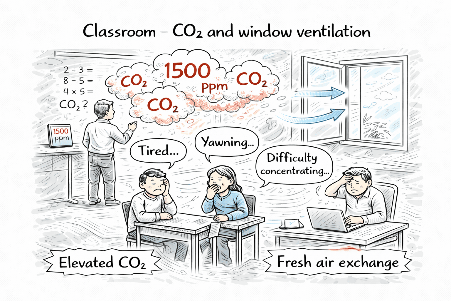 Classroom: CO₂ distribution and fresh air